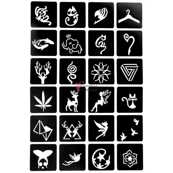 Sabloane de corp pentru tatuaje temporare Henna SHT012, set 15 bucati